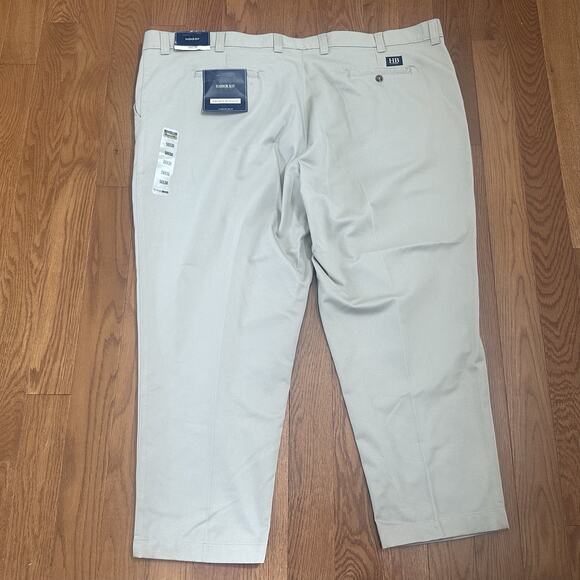 Harbor Bay Mens Khaki Flat Front Pants Size 56x30 Wrinkle Resistant NWT - Picture 3 of 6